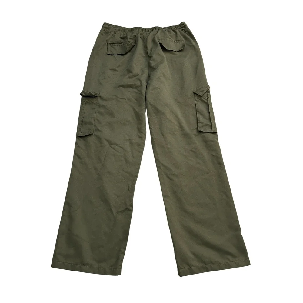 Vintage Cargo Pants Mens Medium Olive Green Excellent Wide Leg Utility Trousers
